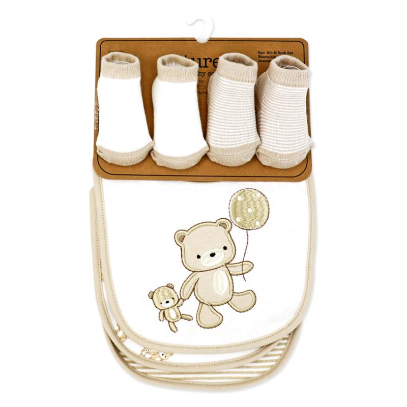 Rose Textiles 5Pk Naturelle Bib And Sock Set, Beige Image 2