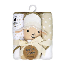 Rose Textiles 6Pk Bath Set: 3 Hooded Towels & 3 Washcloths, Tan Lamb Image 2