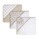 Rose Textiles 6Pk Bath Set: 3 Hooded Towels & 3 Washcloths, Tan Teddy  Image 3