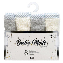 Rose Textiles 8Pk Washcloth Set, Grey/Ivory Image 2