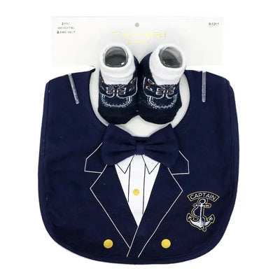 Rose Textiles - Baby Boys Bib And Sock Set, Captain Image 1