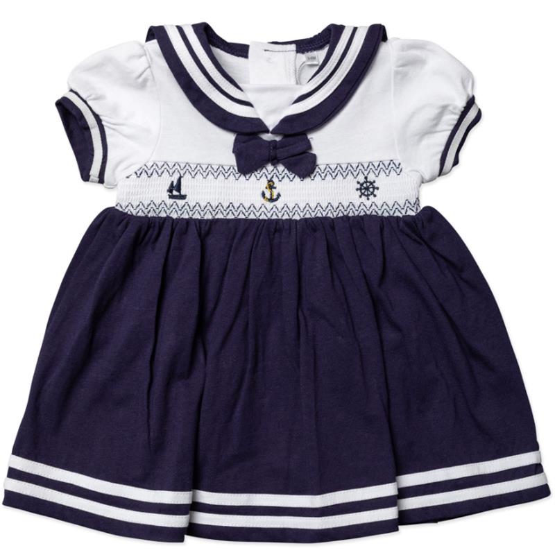 Rose Textiles - Baby Girls Dress Set, Navy Nautical Image 3