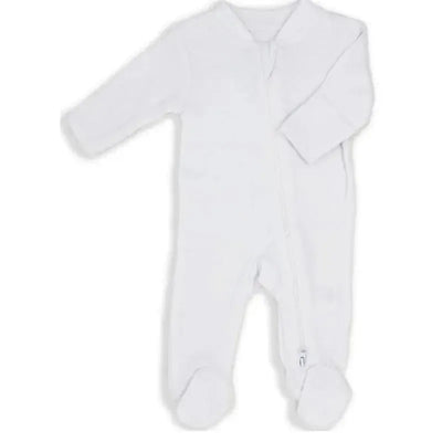 Rose Textiles - Baby Neutral Solid Mitted Cuff Sleepers White Image 1