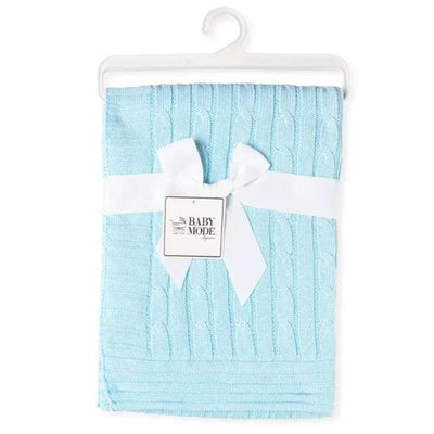 Rose Textiles - Cable Knit Blanket, Blue Image 1