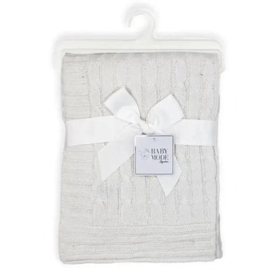 Rose Textiles - Cable Knit Blanket, White Image 1