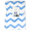 Rose Textiles - Coral Fleece Blanket, Blue & White Chevron Image 1