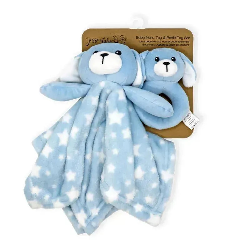 Rose Textiles - Nunu With Ring Rattle, Blue Dog Image 3