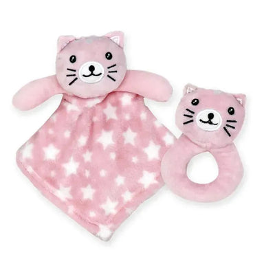 Rose Textiles - Nunu With Ring Rattle, Pink Kitty Image 1