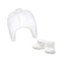 Rose Textiles Ridge Plush Hat & Bootie Set, White Image 1