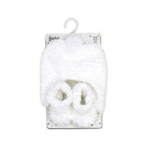 Rose Textiles Ridge Plush Hat & Bootie Set, White Image 2