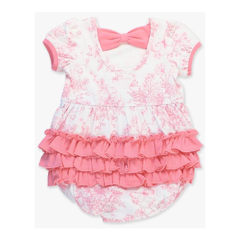 Rufflebutts - Baby Girl Puff Short Sleeve Bow Bubble Romper Image 3