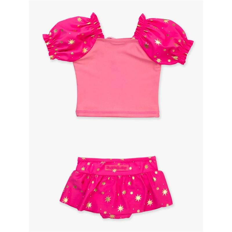 Rufflebutts - Baby Girl Puff Sleeve Skirted 2 Piece Swimsuit Royal Pink Princess Image 3