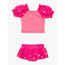 Rufflebutts - Baby Girl Puff Sleeve Skirted 2 Piece Swimsuit Royal Pink Princess Image 3