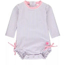 Rufflebutts - Baby Girls Lavender Seersucker Long Sleeve One Piece Rash Guard, Purple Image 1