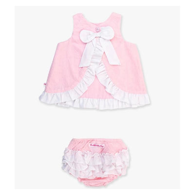 Rufflebutts - Baby Girls Pink & White Swing Top & Bloomer Set Pink Image 1