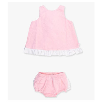 Rufflebutts - Baby Girls Pink & White Swing Top & Bloomer Set Pink Image 2