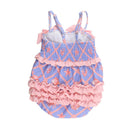 Rufflebutts Baby Girls Tropical Trellis One Piece Bow Bubble Romper Swimsuit With Signature Rear Ruffles  Image 3