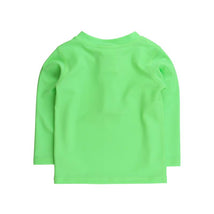 Neon honeydew long sleeve zipper rash guard for boys, featuring a vibrant green color and seamless stitching.