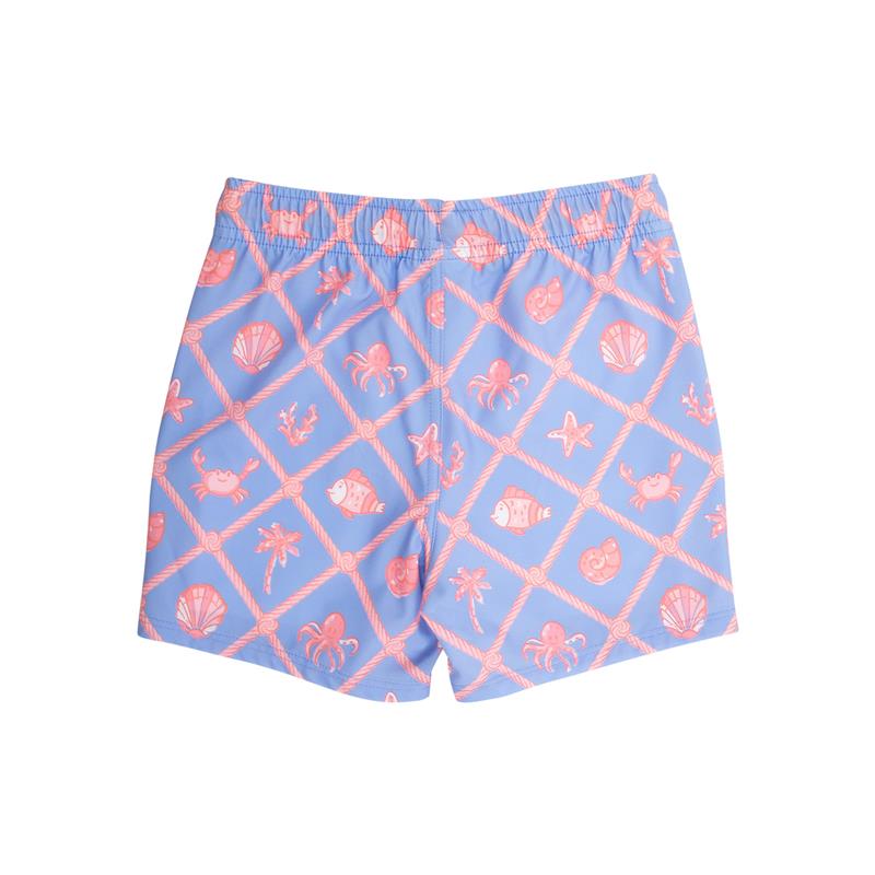 Rufflebutts Boys Tropical Trellis Performance Hybrid Swim Trunks Image 4