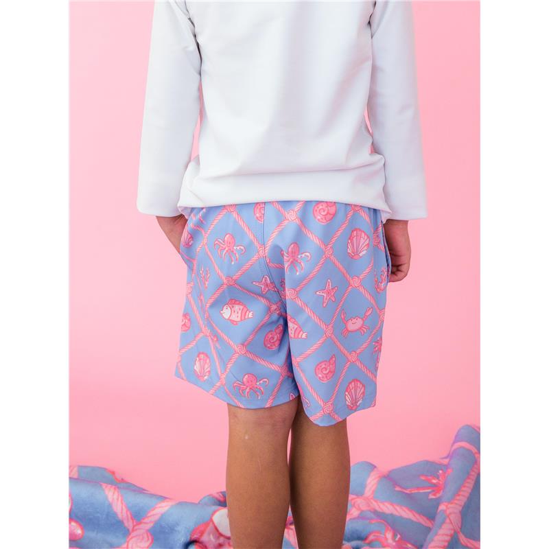 Rufflebutts Boys Tropical Trellis Performance Hybrid Swim Trunks Image 5
