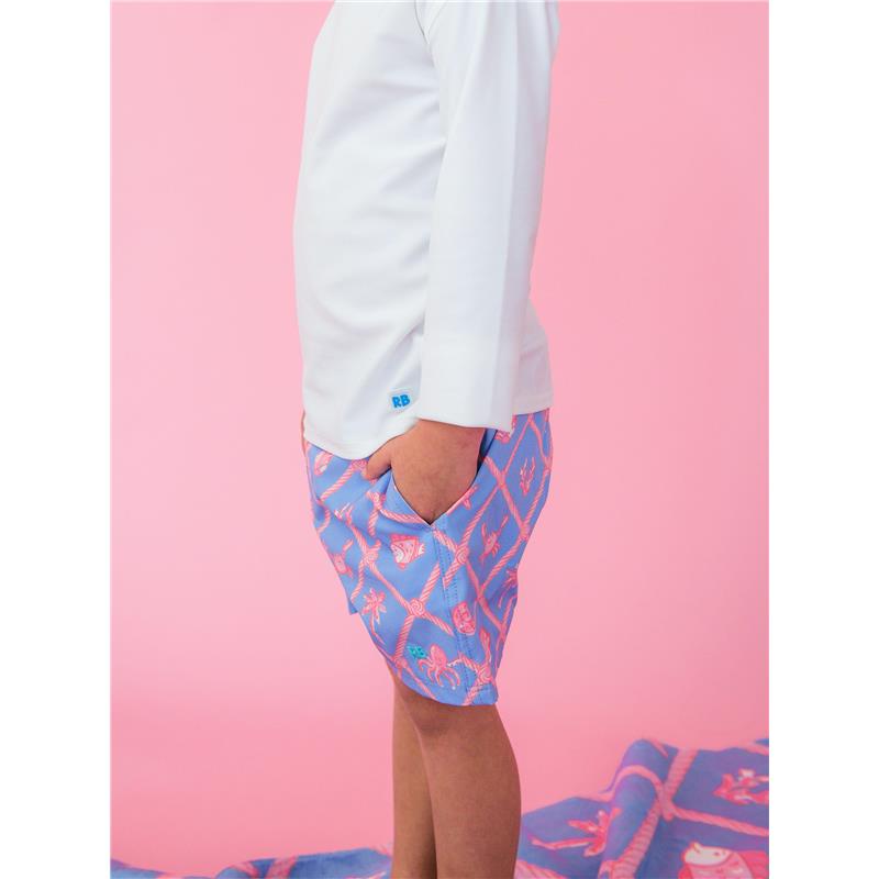 Rufflebutts Boys Tropical Trellis Performance Hybrid Swim Trunks Image 6