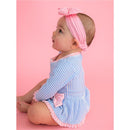 Rufflebutts Girls Periwinkle Blue Seersucker Long Sleeve One Piece Bow Peplum Rash Guard Swimsuit Image 7