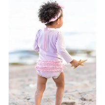 Rufflebutts - Lilac Seersucker One Piece Rash Guard  Image 3