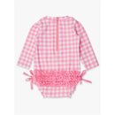 Rufflebutts - Long Sleeve One Piece Rash Guard, Bubblegum Pink Image 3