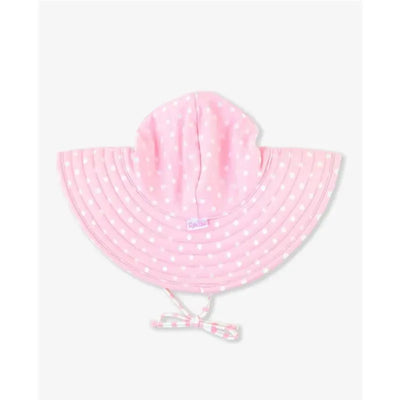 Rufflebutts - Pink Polka And Stripe Reversible Swim Hat Image 1