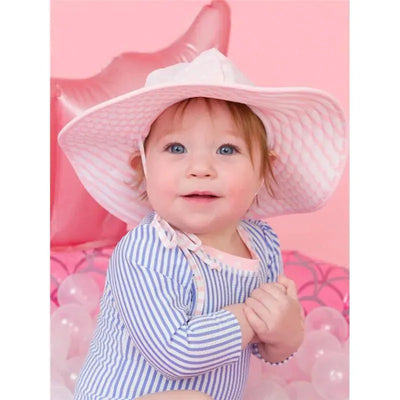 Rufflebutts - Pink Polka And Stripe Reversible Swim Hat Image 2