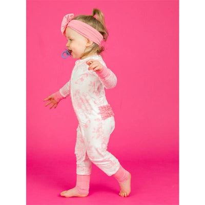 Rufflebutts - Ruffle One Piece Convertible Pajamas, Bubblegum Pink Image 1