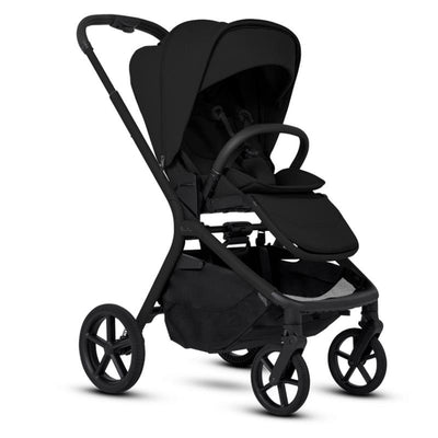 Compact Silver Cross Breez stroller in Onyx color, featuring a foldable design, adjustable canopy, and sturdy wheels.