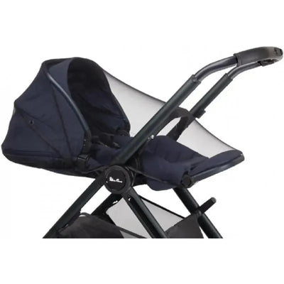 Silver Cross Dune/Reef Bug Net for stroller, featuring a transparent mesh design protecting the seat area while maintaining visibility.