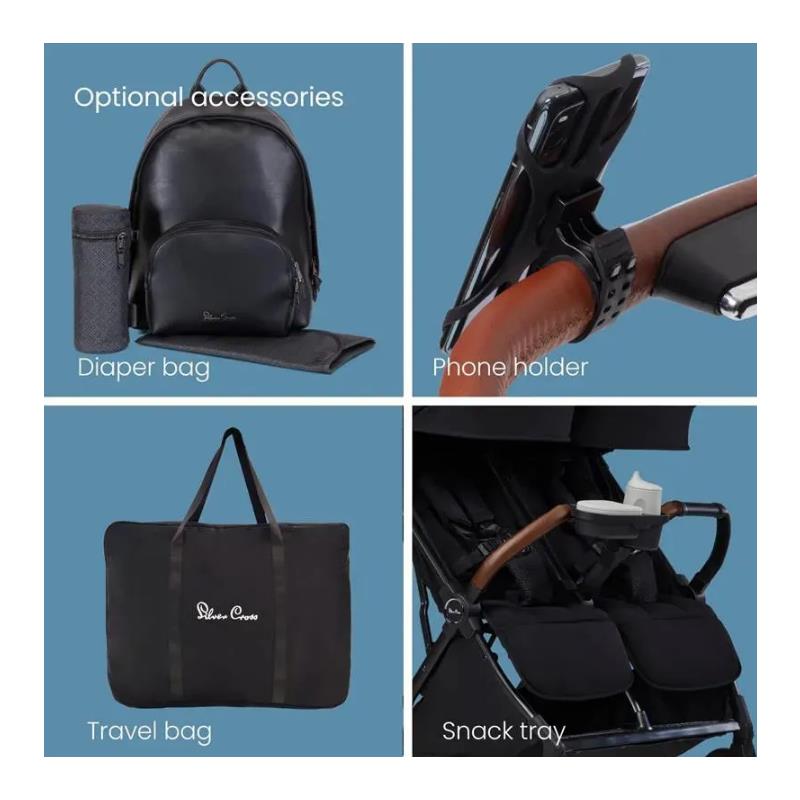 Silver Cross - Jet Lightweight Double Stroller, Black Image 4