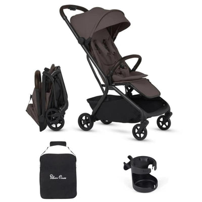 Silver Cross Nia Compact Travel Stroller, Cup Holder & Travel Bag Bundle, Chocolate Image 1