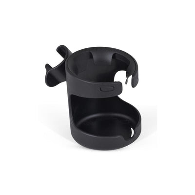 Black cup holder designed for the Silver Cross Nia stroller, featuring a secure fit and a sleek design.