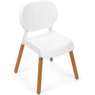 Premium white kids chair with wooden legs, designed for comfort and style, suitable for young children.