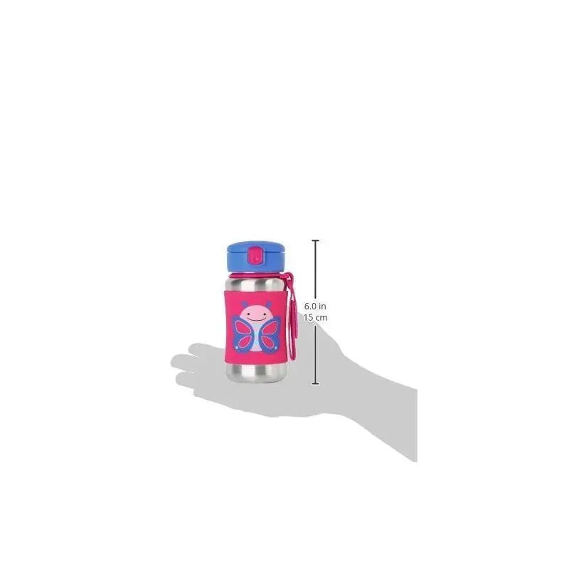 Skip Hop Zoo Stainless Steel Straw Bottle, Butterfly Image 4