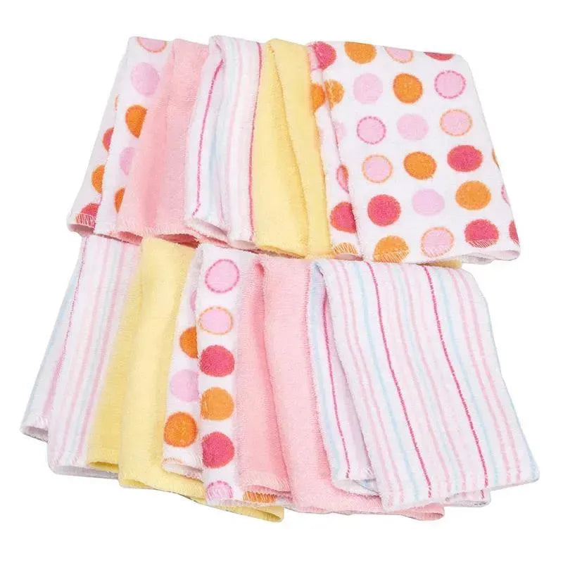 Spasilk - 10Pk Soft Terry Bath Washcloths, Pink Dots Image 1