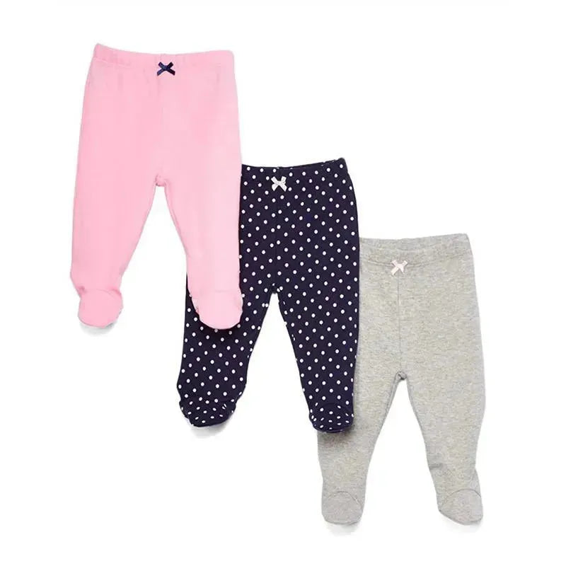 Spasilk - 3 Pack Footed Pants, Navy Dots Image 1