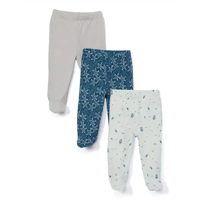 Spasilk - 3 Pack Footed Pants, Navy Ocean Image 1