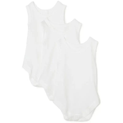 Spasilk 3-Pack Sleeveless Bodysuits, White Image 1