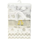 Spasilk 4 Pack Cotton Flannel Receiving Blankets - Grey Animals Image 1