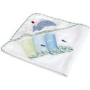 Spasilk - 4Pk Hooded Towel & 4Pk Washcloths, Blue Whale Image 3