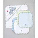 Spasilk - 4Pk Hooded Towel & 4Pk Washcloths, Blue Whale Image 7
