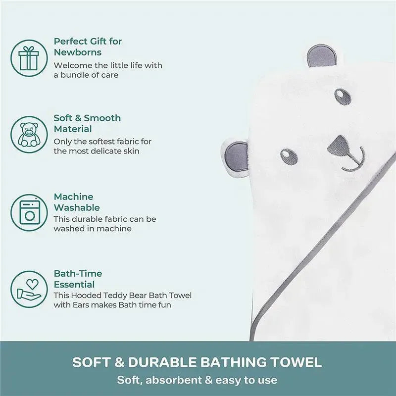 Spasilk - Hooded Towel Animal Bear, White Image 3