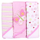 Spasilk Soft Terry Hooded Towel Set, Pink Butterfly 3-Pack Image 1