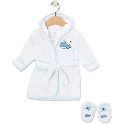 Spasilk - Terry Bathrobe Whale With Booties Blue Image 1