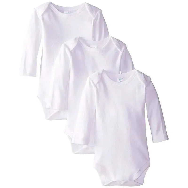 Spasilk Unisex 3-Pack Long Sleeve Lap Shoulder Bodysuit White Image 1