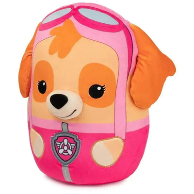 Pink Skye plush from PAW Patrol, featuring goggles and a friendly expression, ideal for ages 1 and up.